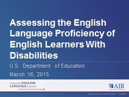 Assessing the English Language Proficiency of English Learners With Disabilities