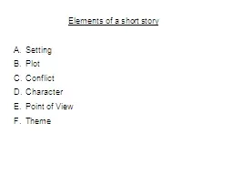 E lements  of a short story