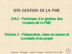 BTS GESTION DE LA PME DA2 –Participer à la gestion des