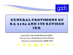 GENERAL PROVISIONS OF  RA 9184 AND ITS REVISED IRR