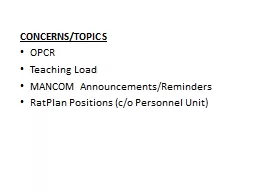 CONCERNS/TOPICS OPCR Teaching Load