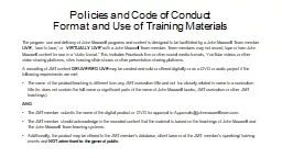 Policies  and Code of  Conduct