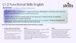 L1-2 Functional Skills English