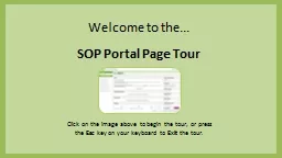 Welcome to the... SOP Portal Page Tour