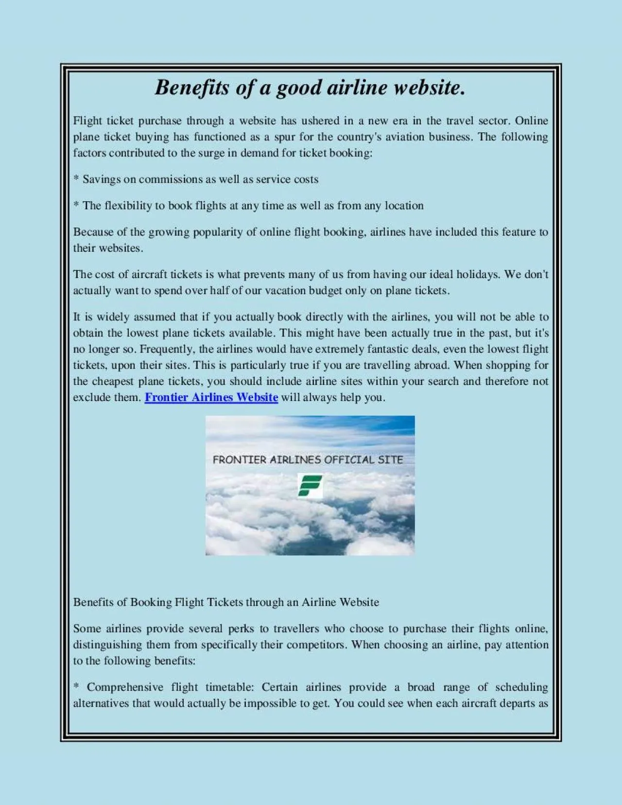 PDF-Benefits of a good airline website.