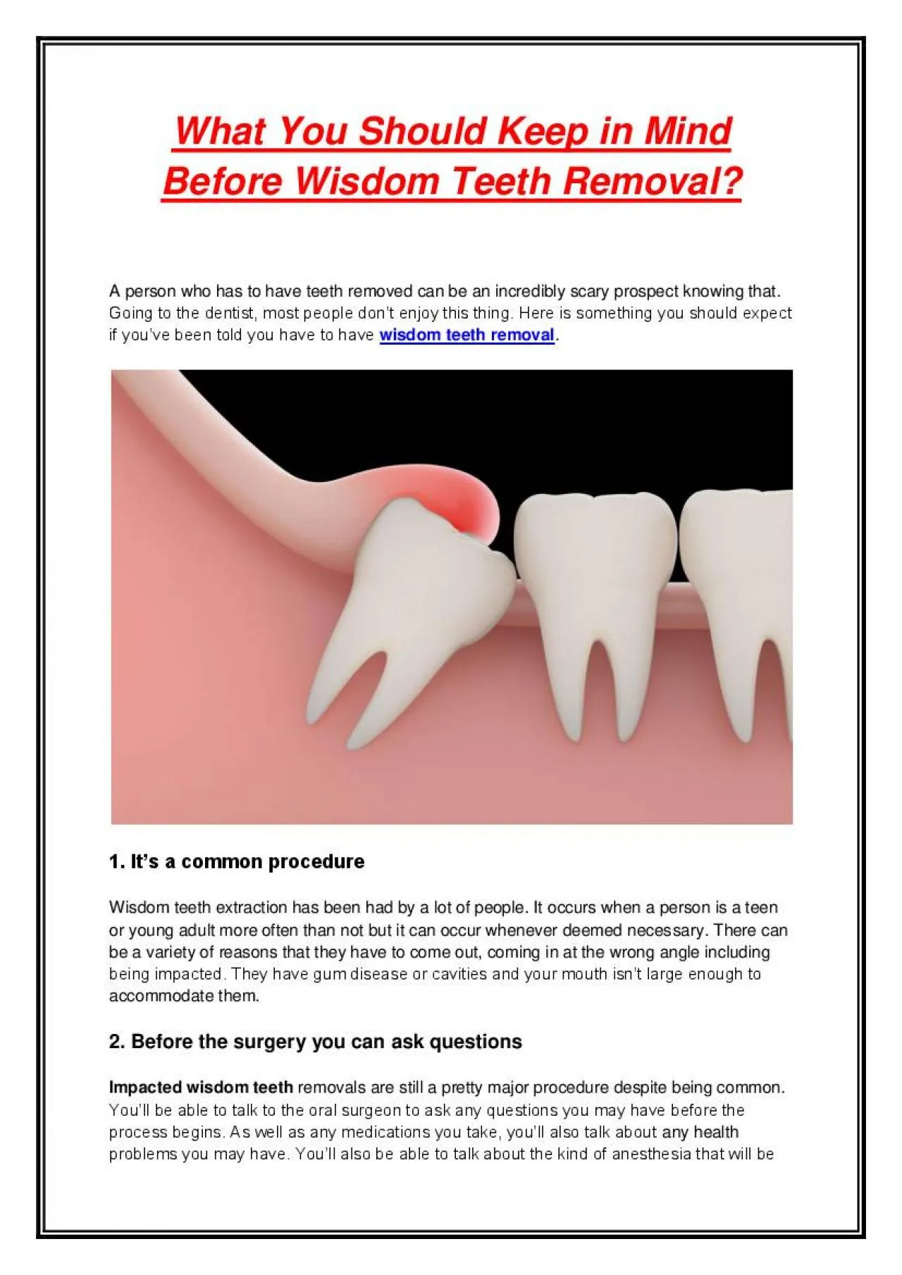 PDF-What You Should Keep in Mind Before Wisdom Teeth Removal?