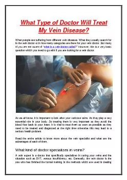 What Type of Doctor Will Treat My Vein Disease?