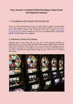 Top 5 Factors to Consider While Choosing a Casino Game Development Company