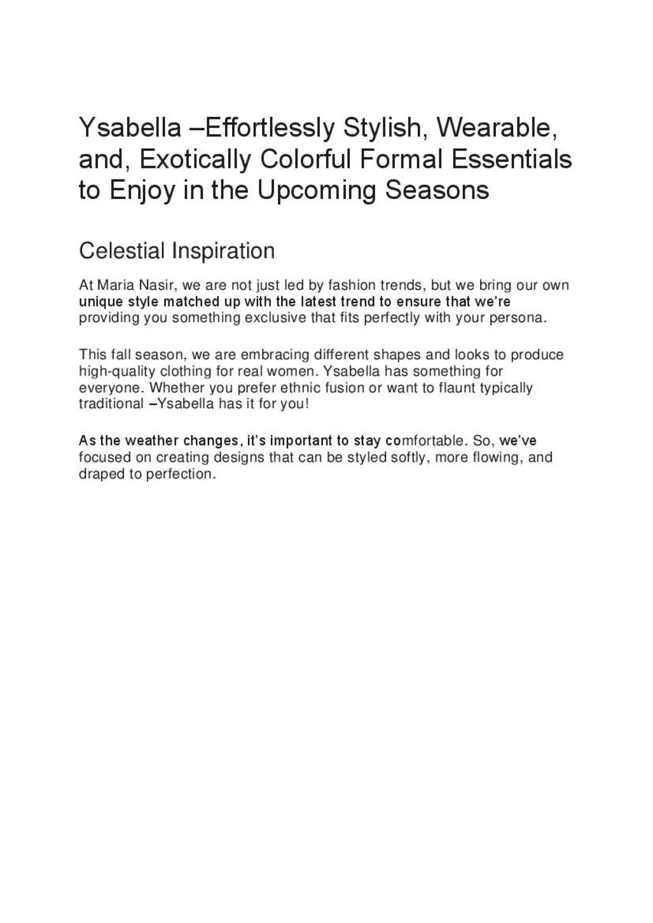 PDF-Ysabella –Effortlessly Stylish, Wearable, and, Exotically Colorful Formal Essentials