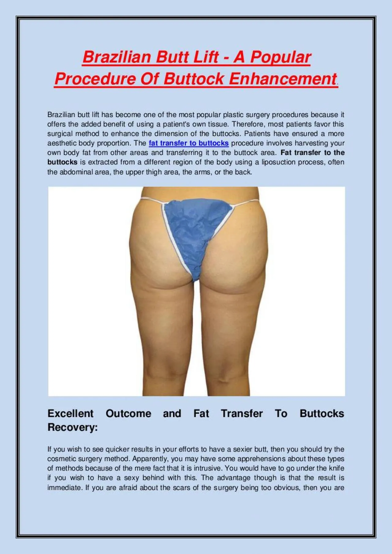 PDF-Brazilian Butt Lift - A Popular Procedure Of Buttock Enhancement.