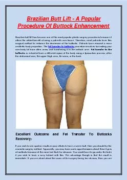 Brazilian Butt Lift - A Popular Procedure Of Buttock Enhancement.