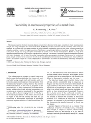 Variability in mechanical properties of ametal foam