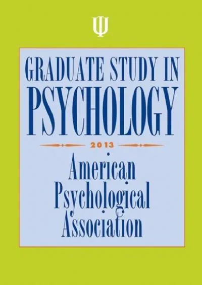 [DOWNLOAD] -  Graduate Study in Psychology 2013