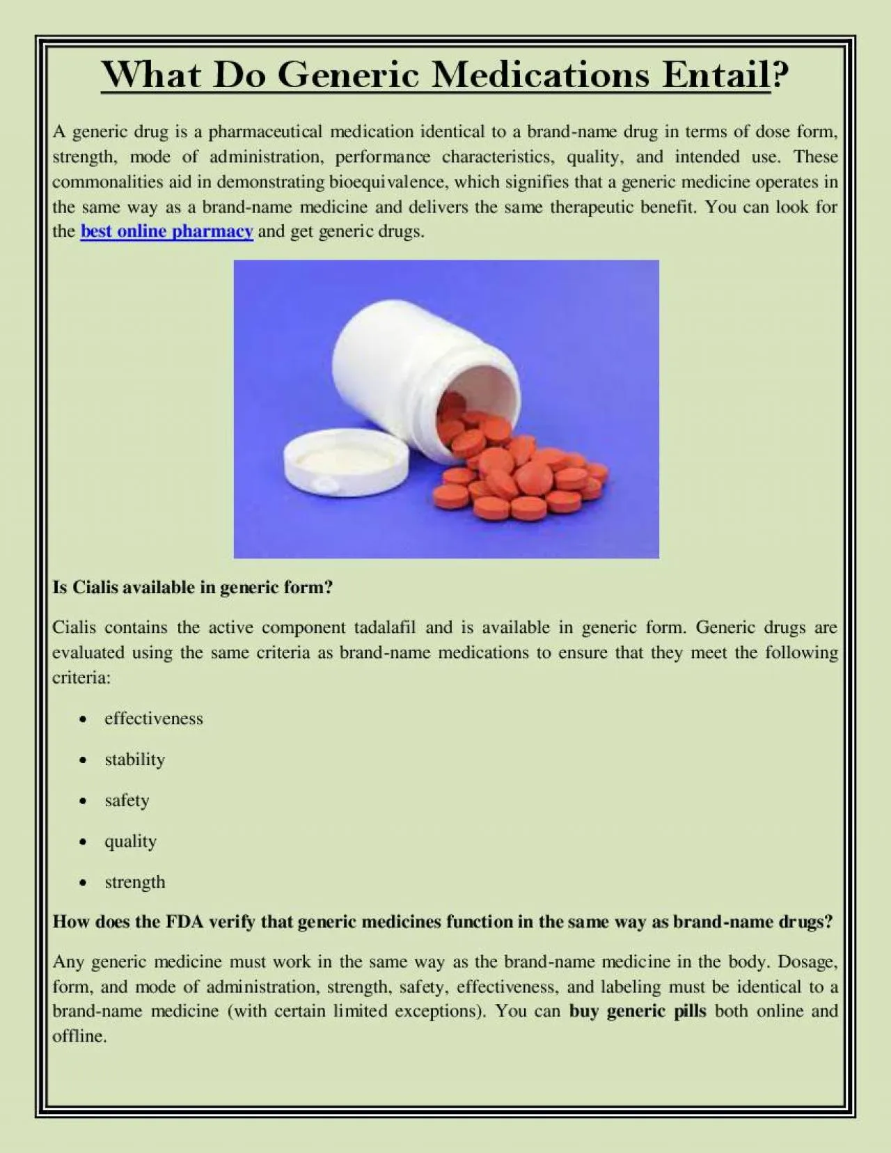 PDF-What Do Generic Medications Entail?