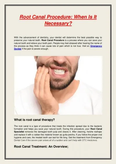 Root Canal Procedure: When Is It Necessary?