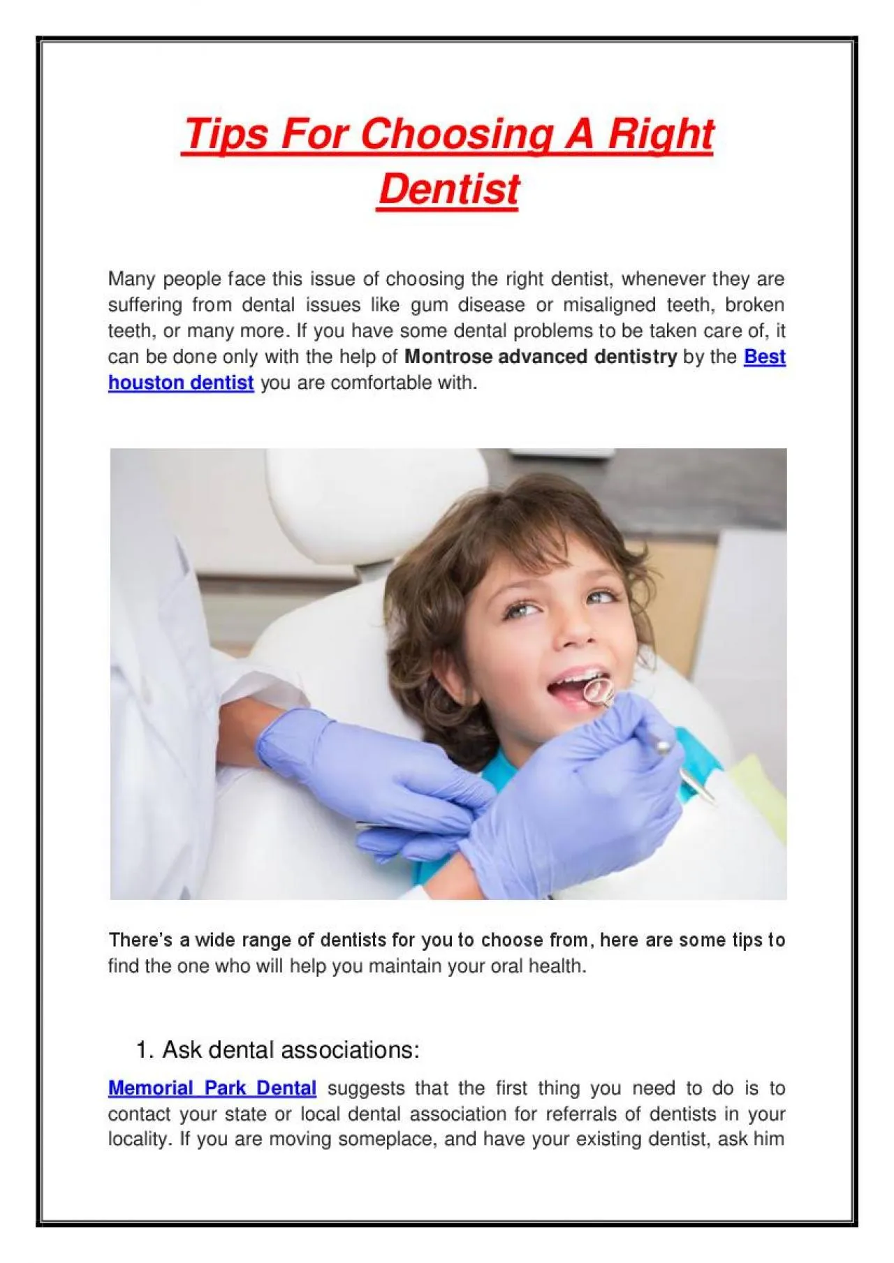 PDF-Tips For Choosing A Right Dentist