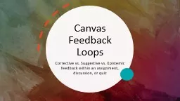 Canvas Feedback Loops Corrective vs. Suggestive vs. Epistemic feedback within an assignment,
