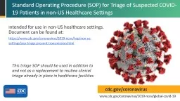 Standard Operating Procedure (SOP) for Triage of Suspected COVID-19 Patients in non-US Healthcare S