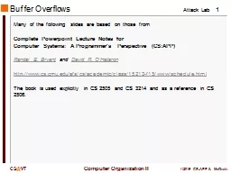 PPT-Buffer Overflows Many of the following slides are