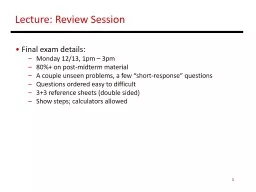 PPT-1 Lecture: Review Session