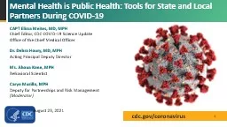 Mental Health is Public Health: Tools for State and Local Partners During COVID-19