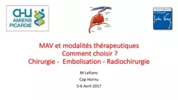 PPT-MAV et modalités thérapeutiques