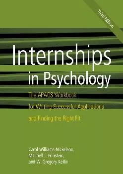 [EBOOK] -  Internships in Psychology: The Apags Workbook for Writing Successful Applications and Finding the Right Fit