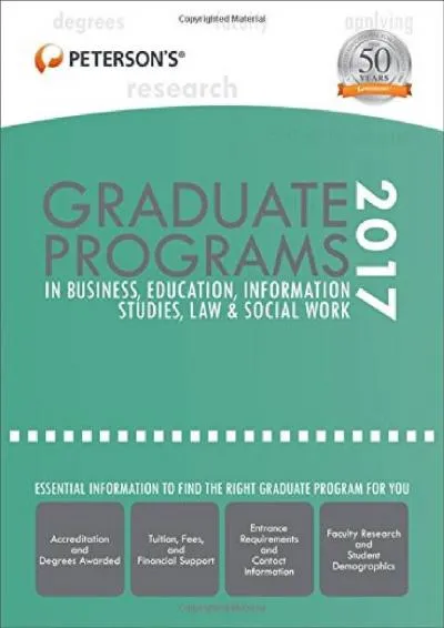 [EBOOK] -  Graduate Programs in Business, Education, Information Studies, Law & Social Work 2017 (Peterson\'s Graduate Programs in Bus...