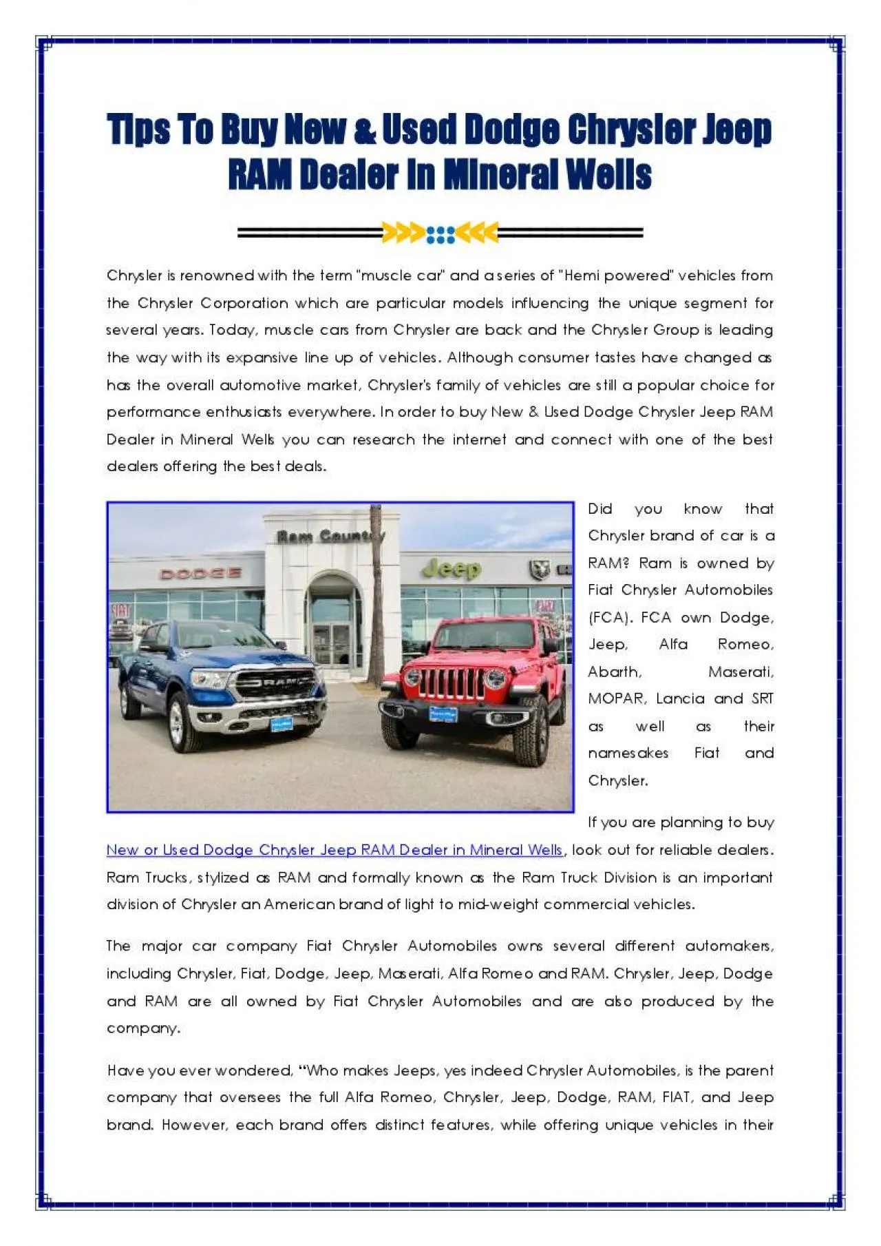 PDF-Ram Country Chrysler Dodge Jeep Ram Dealer In Mineral Wells