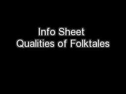 Info Sheet Qualities of Folktales