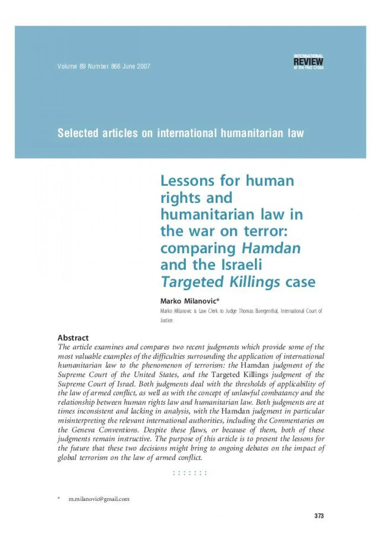 PDF-Lessons for human rights and humanitarian law in the war on terror