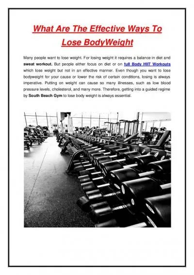 What Are The Effective Ways To Lose BodyWeight