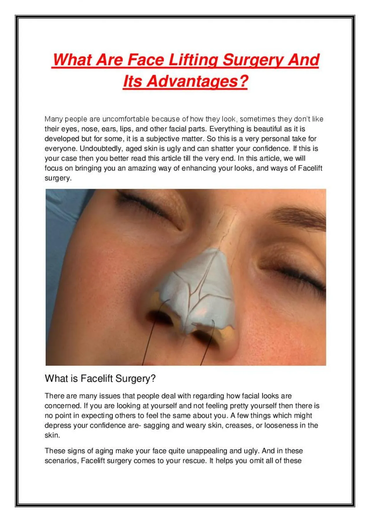 PDF-What Are Face Lifting Surgery And Its Advantages?