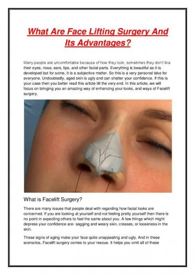 What Are Face Lifting Surgery And Its Advantages?