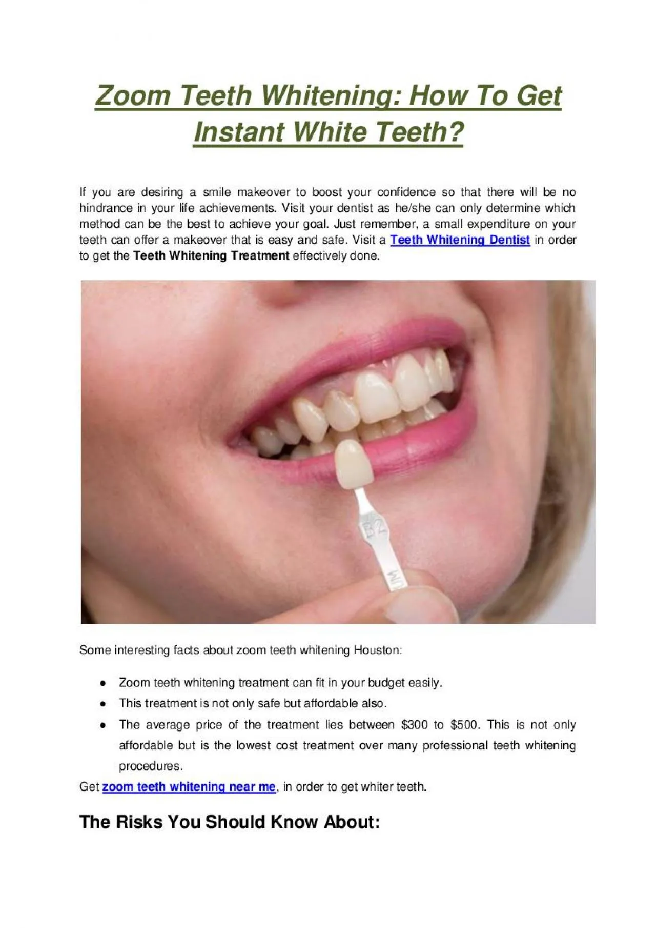 PDF-Zoom Teeth Whitening: How To Get Instant White Teeth?