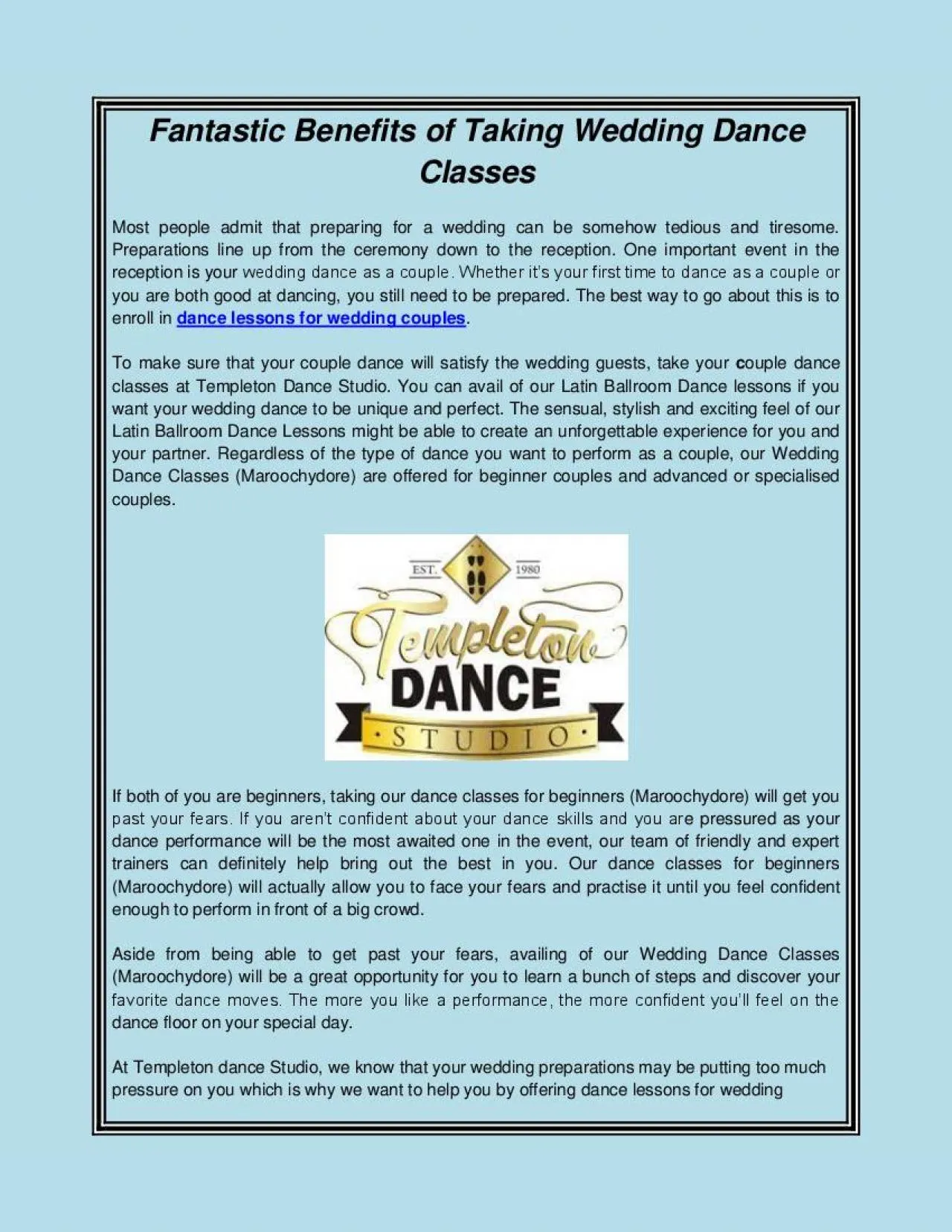 PDF-Fantastic Benefits of Taking Wedding Dance Classes