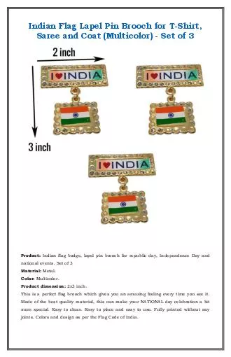Indian Flag Lapel Pin Brooch