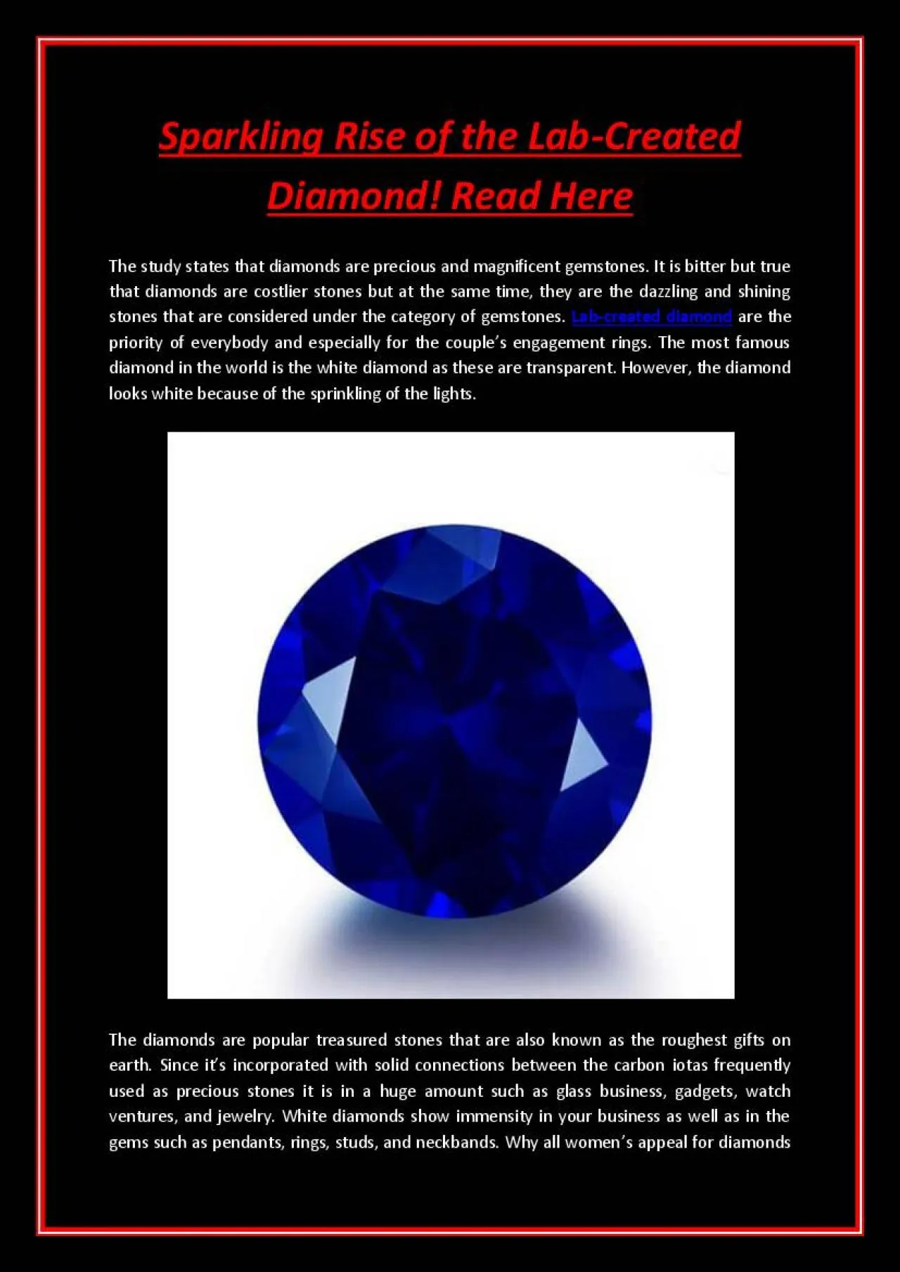 PDF-Sparkling Rise of the Lab-Created Diamond! Read Here