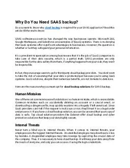Why Do You Need SAAS backup?