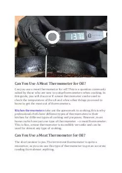 Can You Use A Meat Thermometer for Oil?