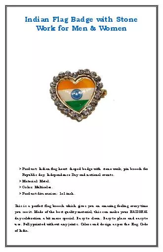 Indian flag heart shaped badge