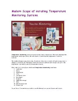 Modern Scope of installing Temperature Monitoring Systems