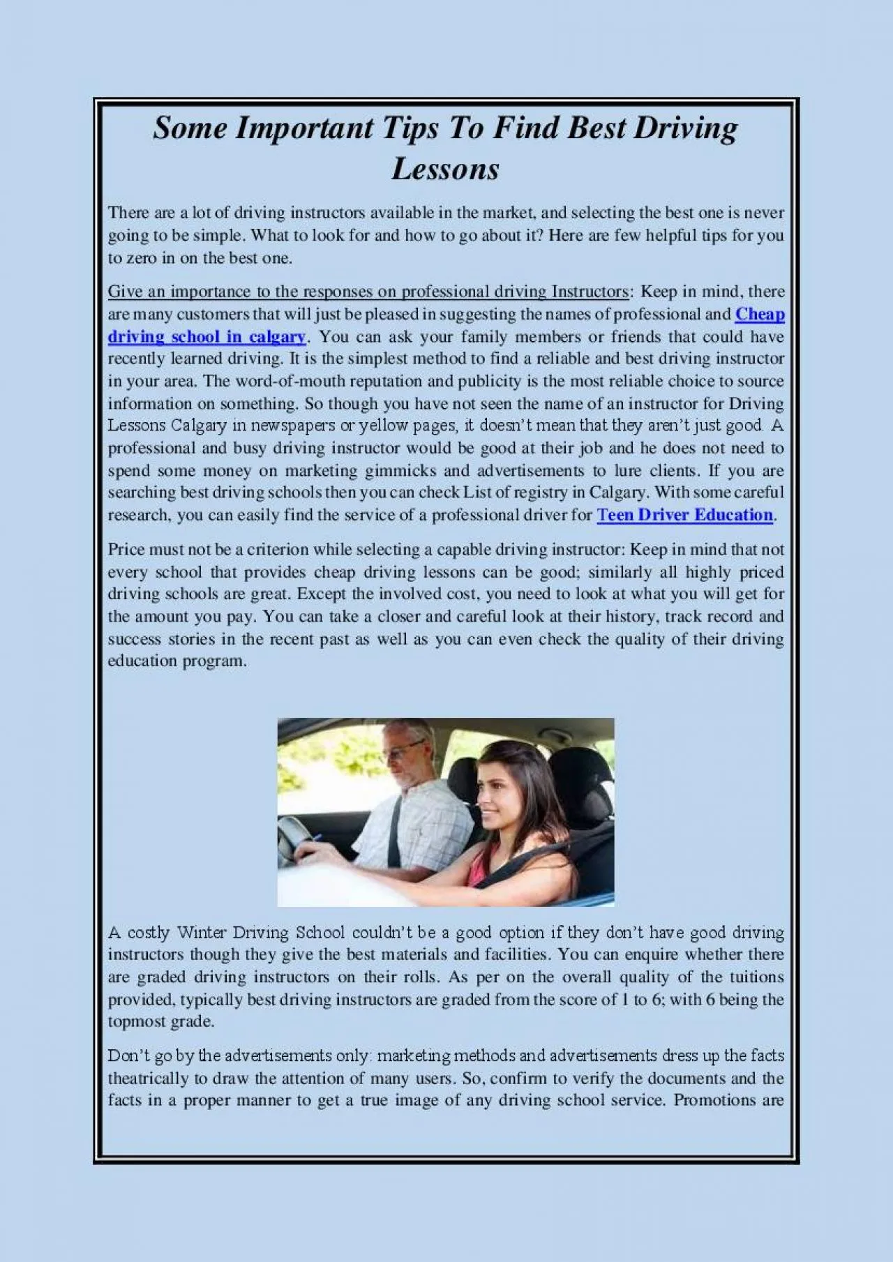 PDF-Some Important Tips To Find Best Driving Lessons