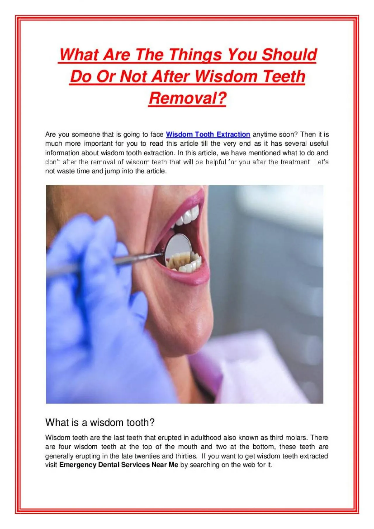 PDF-What Are The Things You Should Do Or Not After Wisdom Teeth Removal?