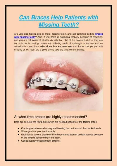 Can Braces Help Patients with Missing Teeth?