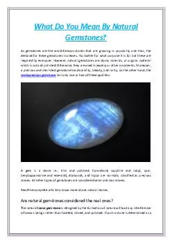 What Do You Mean By Natural Gemstones?