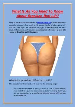 What Is All You Need To Know About Brazilian Butt Lift?
