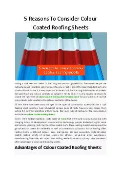5 Reasons To Consider Colour Coated Roofing Sheets - Bansal Roofing