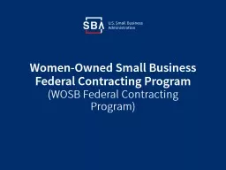 Women-Owned Small Business Federal Contracting Program