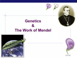 3/15/19 Genetics & The Work of Mendel